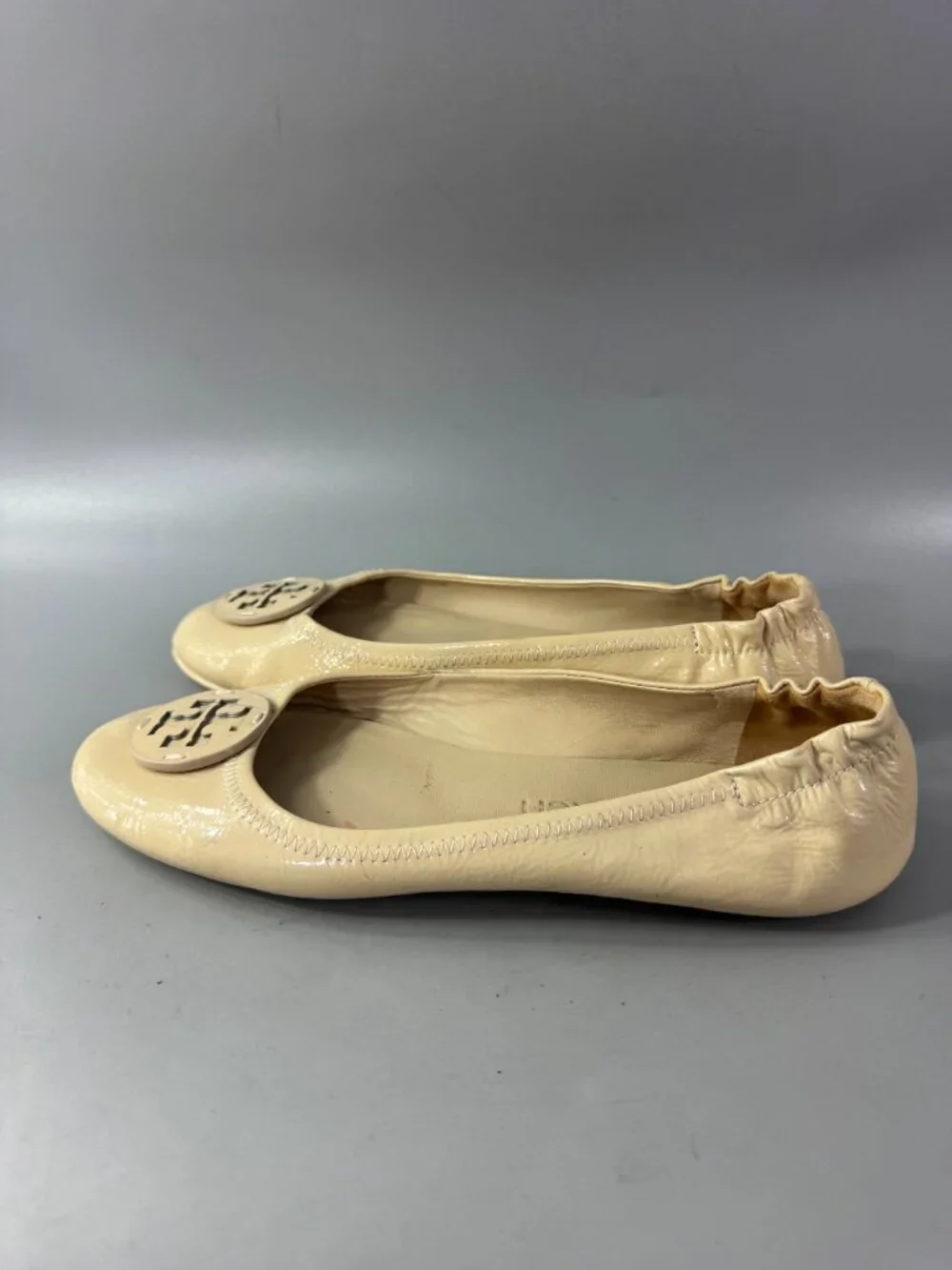 Tory Burch Neutral Patent Leather Ballet Flats, Size 10 M